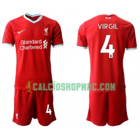 Liverpool Virgil van Dijk 4 Bambino Maglia Prima 2020/2021 Manica Corta (+ Pantaloncini)